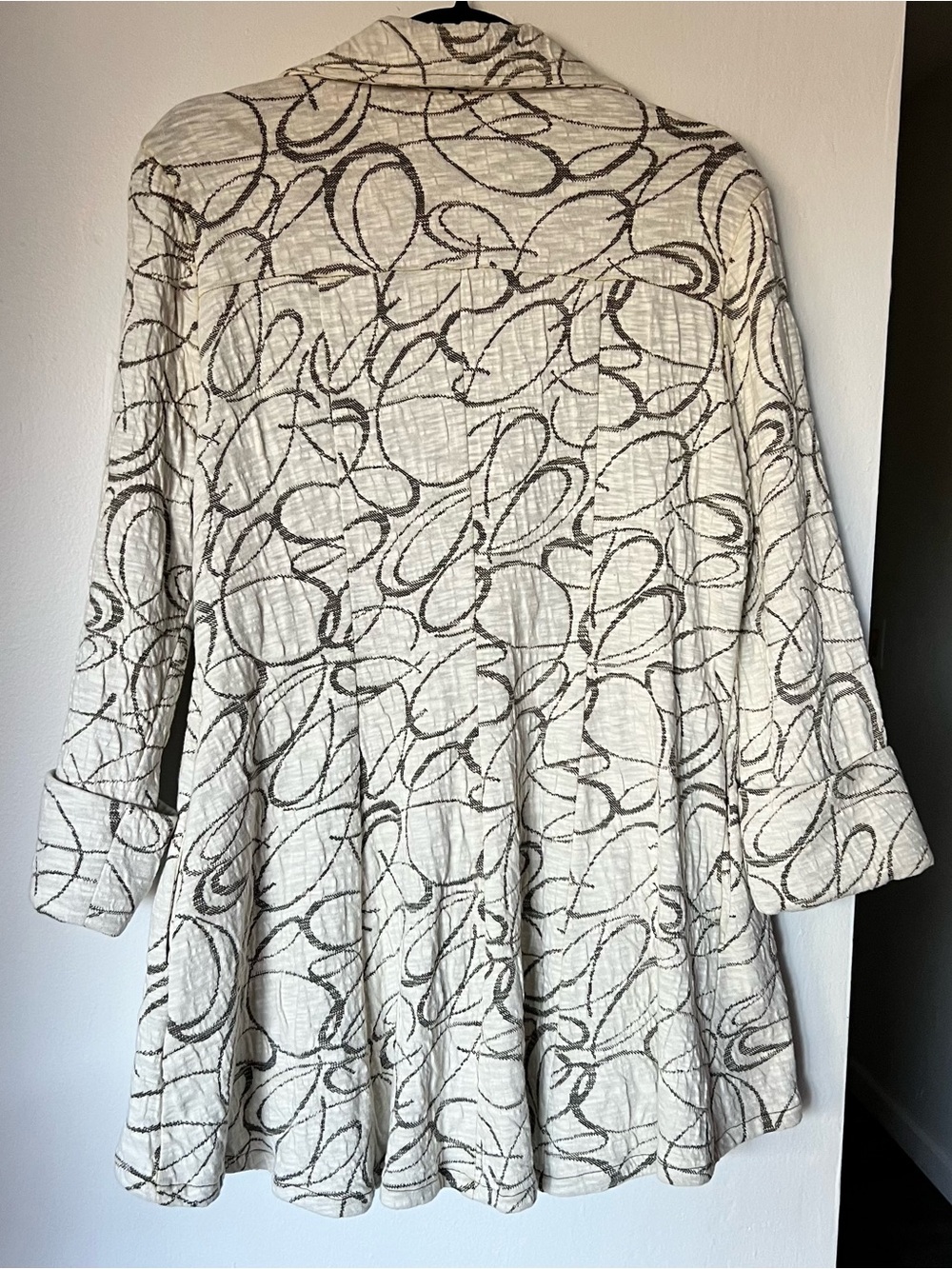 IC by Connie K Textured Swing Jacket Cream Black Abstract Swirl Size M - Picture 5 of 6